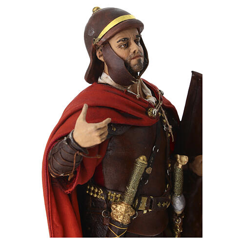 Roman soldier with spear, terracotta, Angela Tripi's Nativity Scene of 30 cm 7