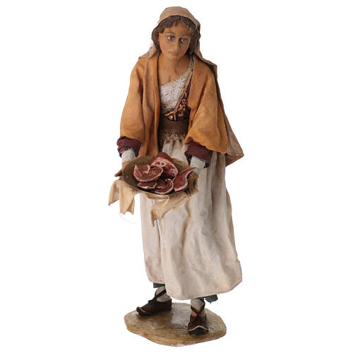 Woman with charcuterie for Angela Tripi's Nativity Scene of 30 cm 1