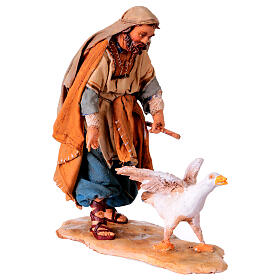 Shepherd with Running Goose 13 cm by Angela Tripi