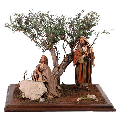 Jesus im Gebet im Garten Getsemani mit Apostel – Terrakotta-Szene für 30 cm Figuren-Serie von Angela Tripi 1