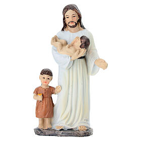 Set Jesús con pastores y ovejitas 10 cm resina pintada belén pascual