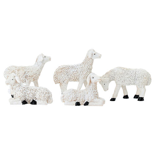Set Gesù con pastorelli e pecorelle 10 cm resina dipinta presepe pasquale 6
