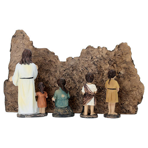 Set Gesù con pastorelli e pecorelle 10 cm resina dipinta presepe pasquale 8