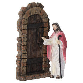Set Jesus klopft an der Tür 10 cm aus bemaltem Harz für Osterkrippe