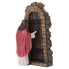 Set Jesus klopft an der Tür 10 cm aus bemaltem Harz für Osterkrippe