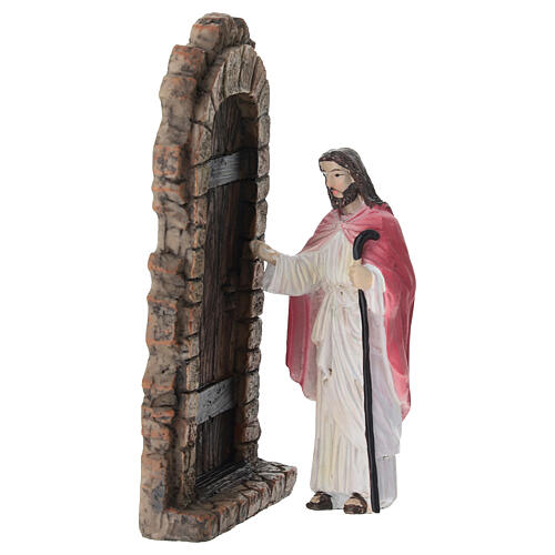Set of Jesus knocking on the door, 10 cm painted resin Easter Creche 3