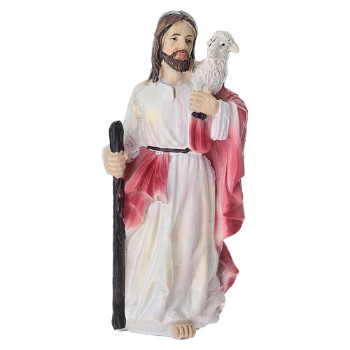 Set Gesù Buon Pastore 10 cm resina dipinta presepe pasquale 2