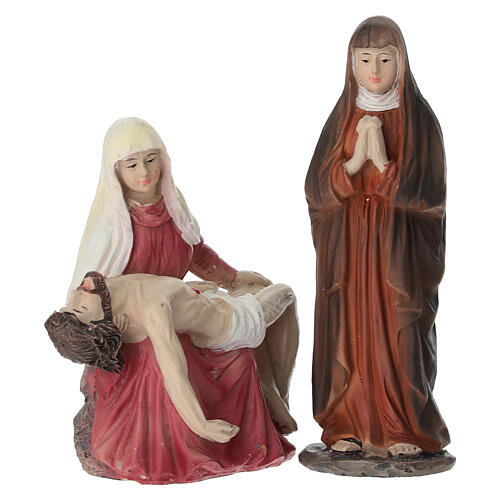 Kreuzabnahme Jesu 10 cm mit bemalten Harzfigur Osterkrippe 2