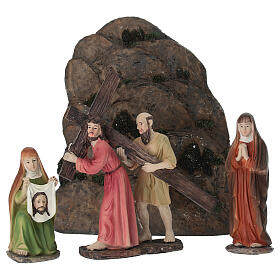 Set Jesús samaritano y Santa Verónica 15 cm resina pintada belén pascual
