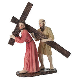 Set Jesús samaritano y Santa Verónica 15 cm resina pintada belén pascual