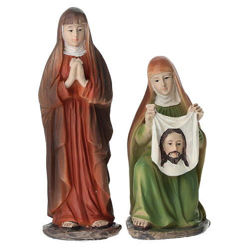 Set Jesús samaritano y Santa Verónica 15 cm resina pintada belén pascual 4