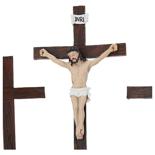 Set Kreuzigung Jesu 10 cm aus bemalter Harz für Osterkrippe 2