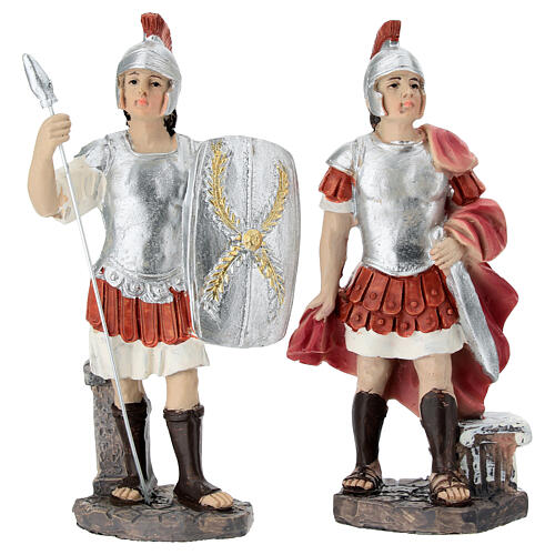 Set Kreuzigung Jesu 10 cm aus bemalter Harz für Osterkrippe 8