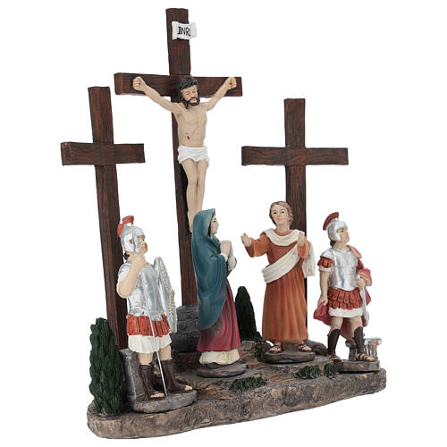 Set crucifixión de Jesús 10 cm resina pintada belén pascual 3