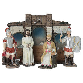 Jesus' trial set, 10 cm painted resin Easter Creche