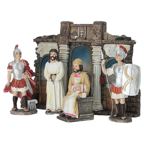 Jesus' trial set, 10 cm painted resin Easter Creche 3