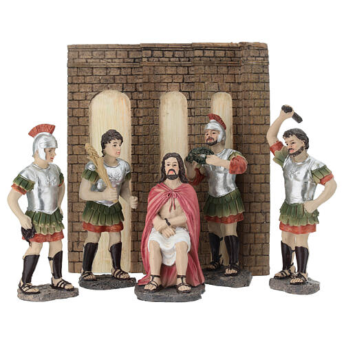 Dornenkrönung Set 10 cm mit bemalten Harzfiguren für Osterkrippe 1