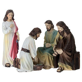 Washing of the feet set, 10 cm painted resin Easter Creche