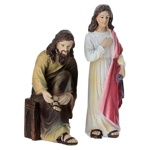 Set lavanda dei piedi 10 cm resina dipinta presepe pasquale 4