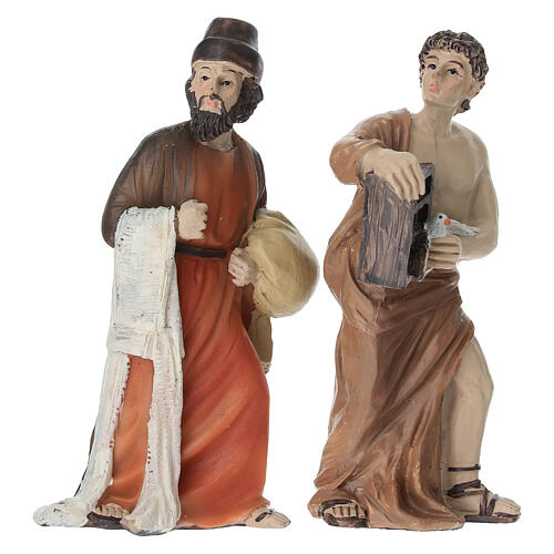 Set cacciata dei mercanti dal tempio 10 cm resina dipinta presepe pasquale 4