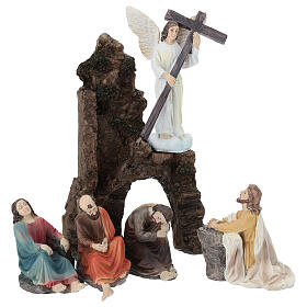 Gethsemane prayer set for 13 cm painted resin Easter Creche
