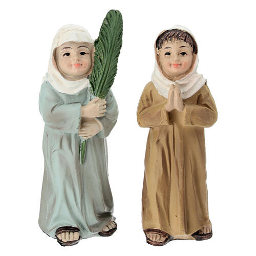 Scène de l'entrée de Jésus à Jérusalem 10 cm résine peinte crèche de Pâques 4