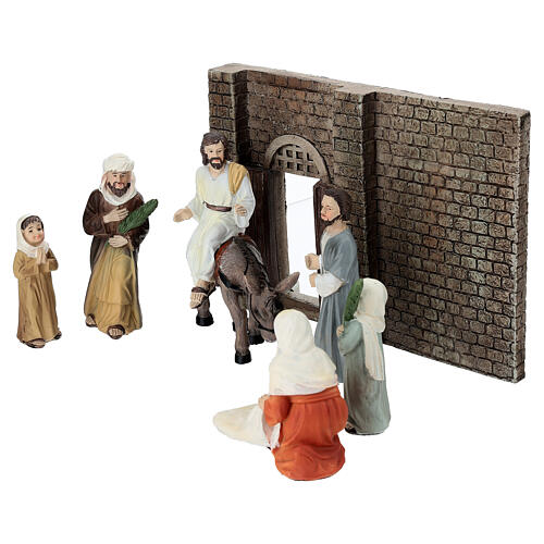 Scène de l'entrée de Jésus à Jérusalem 10 cm résine peinte crèche de Pâques 5
