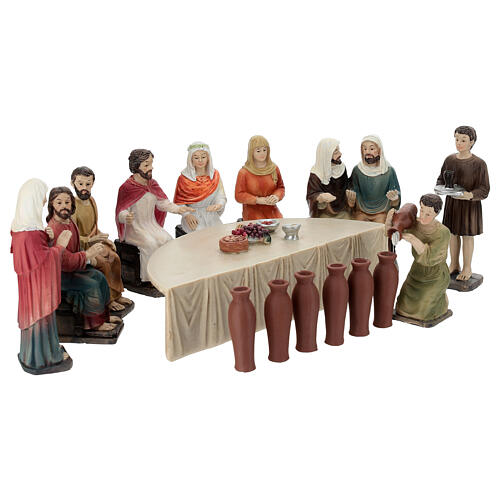 Conjunto transformação água em vinho 10 cm resina pintada presépio pascal 3