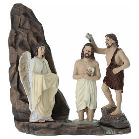Taufe Jesu Set 10 cm mit bemalten Harzfiguren für Osterkrippe