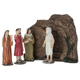 Resurrection of Lazarus set 10 cm, painted resin, Easter nativity scene.
