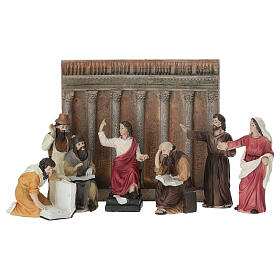 Set hallazgo de Jesús en el templo 10 cm resina pintada belén pascual