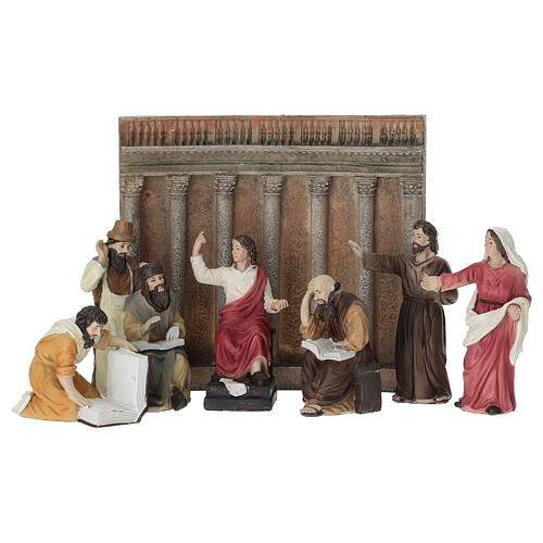Conjunto encontro de Jesus no templo 10 cm resina pintada presépio pascal 1