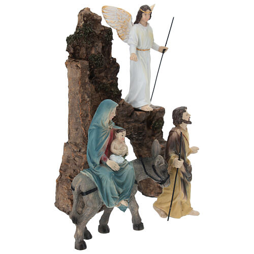 Flucht nach Ägypten Set 10 cm aus bemaltem Harz für Osterkrippe 3