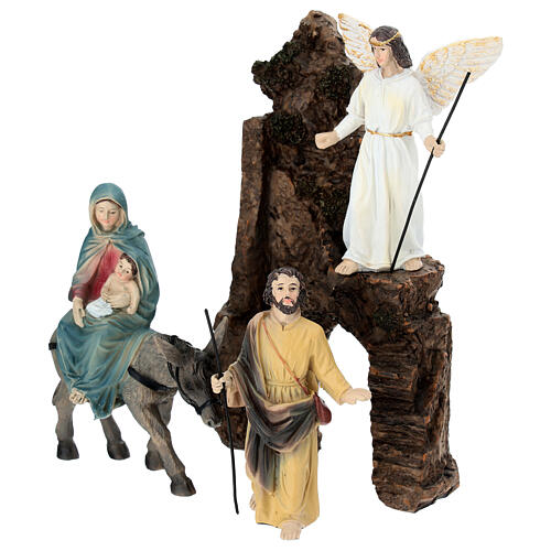 Flucht nach Ägypten Set 10 cm aus bemaltem Harz für Osterkrippe 5