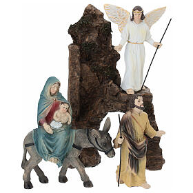 Flight into Egypt, set for 10 cm painted resin Easter Creche
