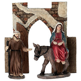 Reise-Set von Maria und Josef nach Bethlehem 10 cm mit bemalten Harzfiguren für Osterkrippe