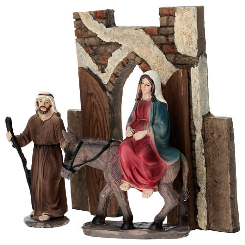 Reise-Set von Maria und Josef nach Bethlehem 10 cm mit bemalten Harzfiguren für Osterkrippe 3