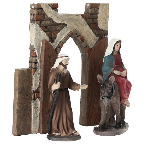 Reise-Set von Maria und Josef nach Bethlehem 10 cm mit bemalten Harzfiguren für Osterkrippe 4