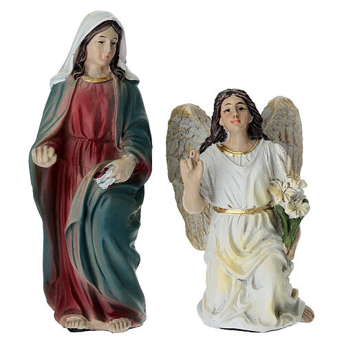 Annunciation to Blessed Virgin Mary, set for 10 cm painted resin Easter Creche 3