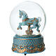 Palla di vetro giostra cavallo azzurro 16 cm s1