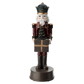 Nutcracker Statue with Dark Red Christmas Tree, 35cm