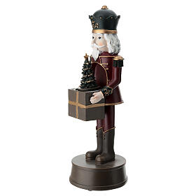 Nutcracker Statue with Dark Red Christmas Tree, 35cm