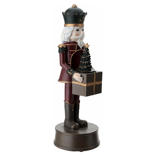 Nutcracker Statue with Dark Red Christmas Tree, 35cm 3