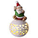 Porcelain sphere with warm light and Santa Claus, 6 in s1