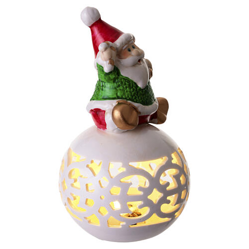 Esfera de porcelana luz cálida con Papá Noel 15 cm 4