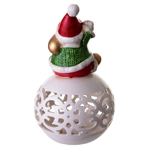 Sphère en porcelaine à lumière chaude avec Père Noël 15 cm 5