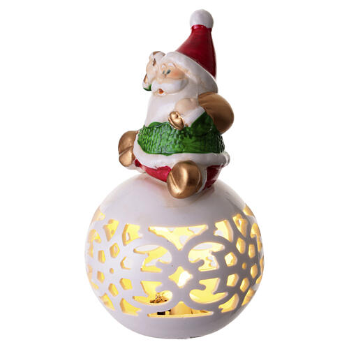 Esfera de porcelana com luz quente e Pai Natal 15 cm 3