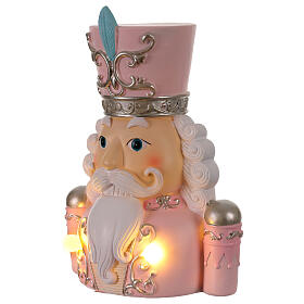 Général casse-noisette buste rose lumineux 20 cm