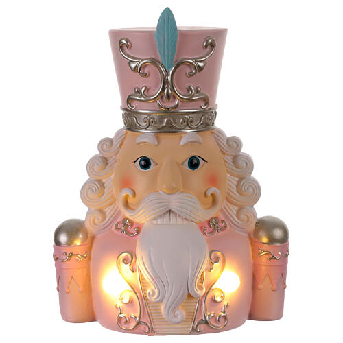 Generale schiaccianoci mezzobusto rosa lucine 20 cm 1