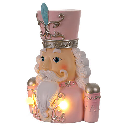 Generale schiaccianoci mezzobusto rosa lucine 20 cm 3